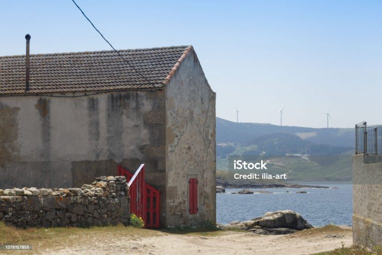 Outbuilding made of gray concrete without windows and doors